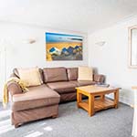 leather sofa with wooden table 